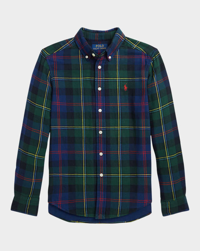Boy's Plaid-Print Sport Shirt, Size S-XL